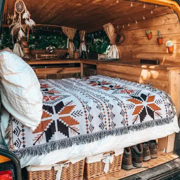 Elosung 2Pcs Pack Set 180*260Cm Bohemian Picnic Blanket Waterproof Camping Outdoor Rug For Beach Blankets