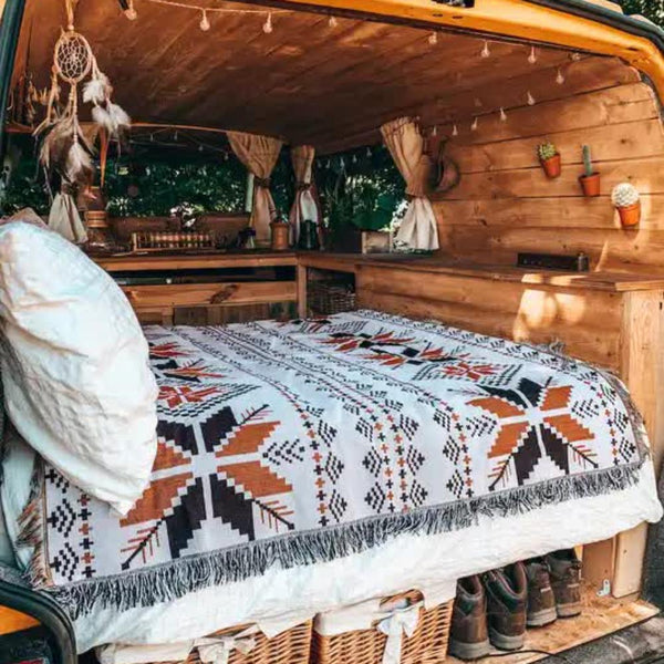 Elosung 2Pcs Pack Set 180*340Cm Bohemian Picnic Blanket Waterproof Camping Outdoor Rug For Beach Blankets