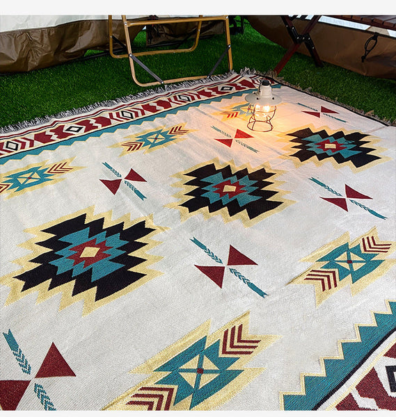 Elosung 1 Sets Of Bohemian Picnic Blanket Perfect For Outdoor Adventures! Picnic Accessories