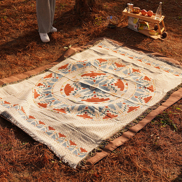 Elosung 1 Sets Of Bohemian Waterproof Picnic Blanket Outdoor Camping Beach Rug 2Pcs Placeholder