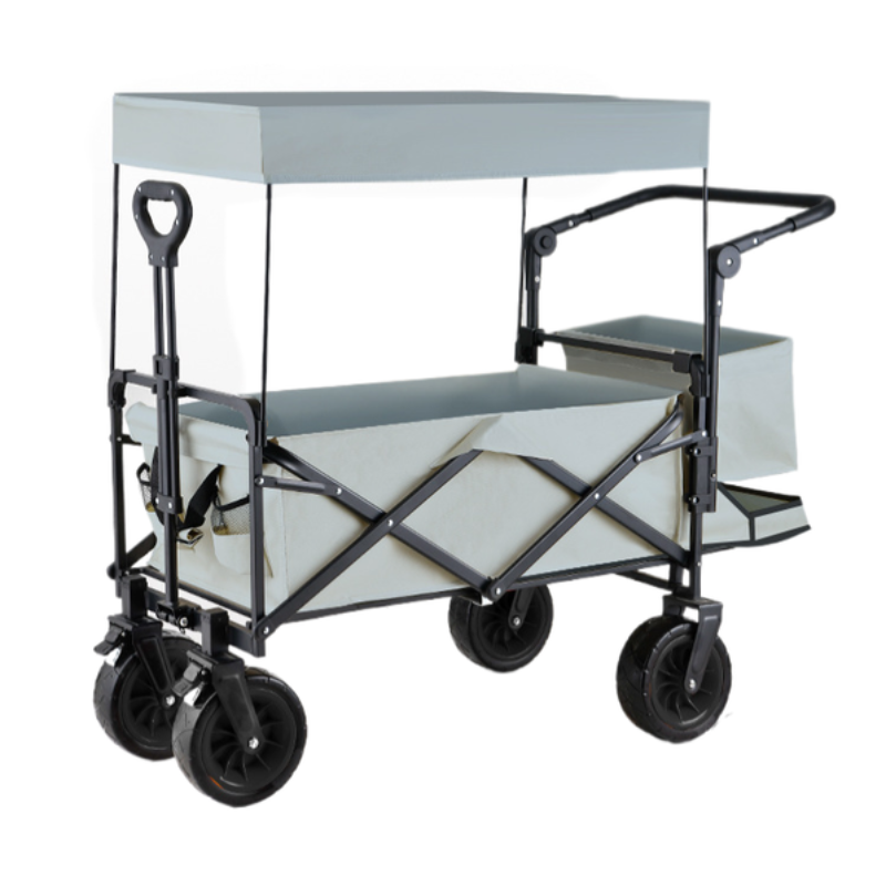 Elosung Outdoor Camping Cart With Canopy Gray 120 X 50.5 105Cm Wheelbarrows Carts Wagons