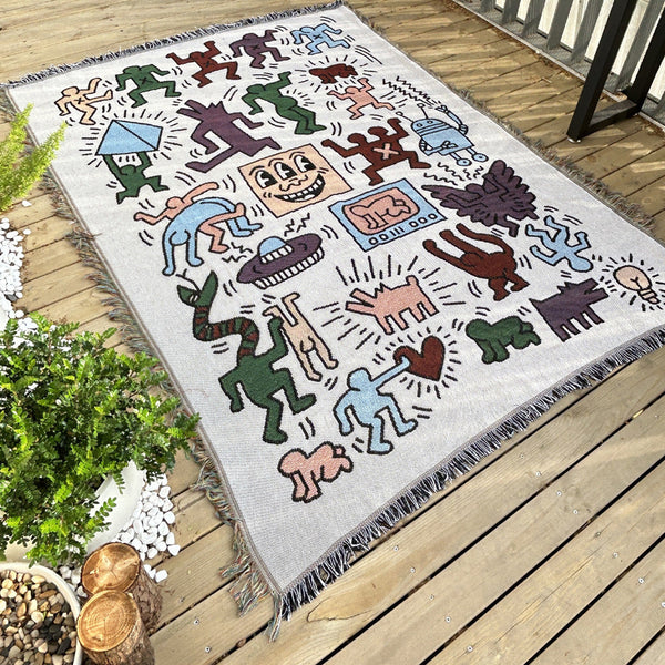 Elosung 1 Sets Of Bohemian Picnic Blanket Waterproof Outdoor Rug Perfect For Camping And Beach Trips Picnic Accessories