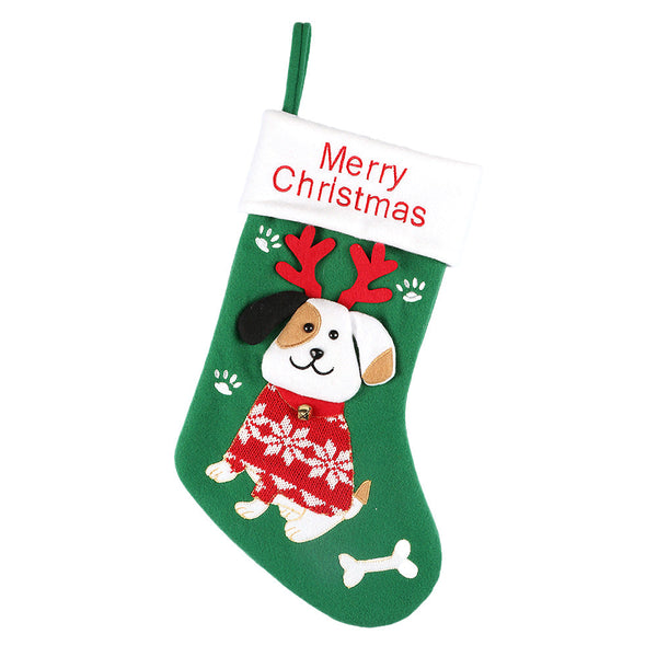 2Pcs Cute Dog Christmas Stockings Cartoon Socks Gift Bag Decoration Tree Pendant Seasonal Decorations