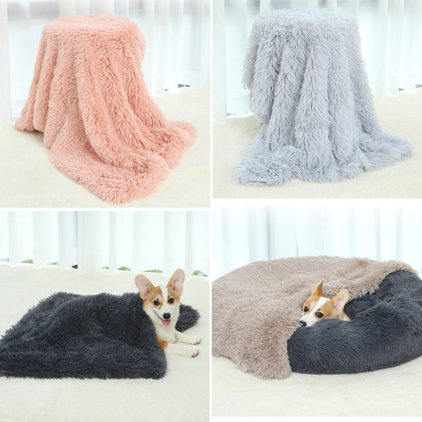 Elosung 1 Sets Of Fluffy Pet Blankets Soft Faux Fur Anti Anxiety Cozy Throws For Cats And Dogs M 80*55Cm Purple Dog Blankets