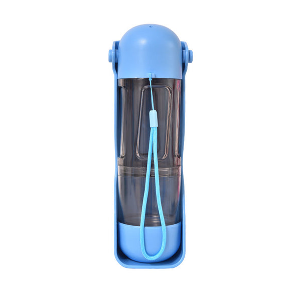 Elosung 2 In 1 Portable Pet Water And Food Bottle Leak Proof Design With Lock Easy Dispenser300ml Water+200Ml Feeder Blue Colour Puppy Training Pads