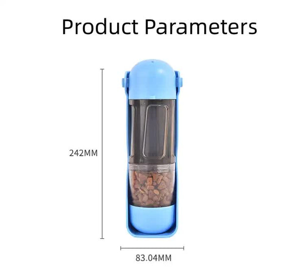 Elosung 2 In 1 Portable Pet Water And Food Bottle Leak Proof Design With Lock Easy Dispenser300ml Water+200Ml Feeder Blue Colour Puppy Training Pads
