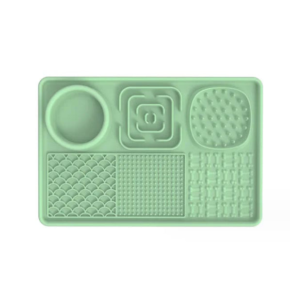 Multi Functional Slow Feeder Mat For Dogsanti Slip Lick Pad With Multiple Textures Rectangle 2Pcs (Pink & Green) Dog Feeding Mats