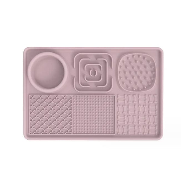 Multi Functional Slow Feeder Mat For Dogsanti Slip Lick Pad With Multiple Textures Rectangle 2Pcs (Pink & Green) Dog Feeding Mats