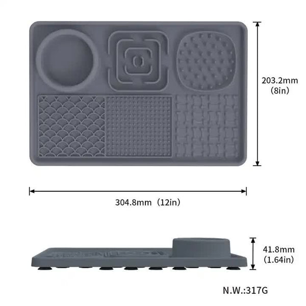 Multi Functional Slow Feeder Mat For Dogs Anti Slip Lick Pad With Multiple Textures Rectangle 2Pcs Dog Feeding Mats