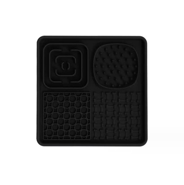 Multi Functional Slow Feeder Mat For Dogsanti Slip Lick Pad With Multiple Textures Square 2Pcs (Blue & Black) Dog Feeding Mats