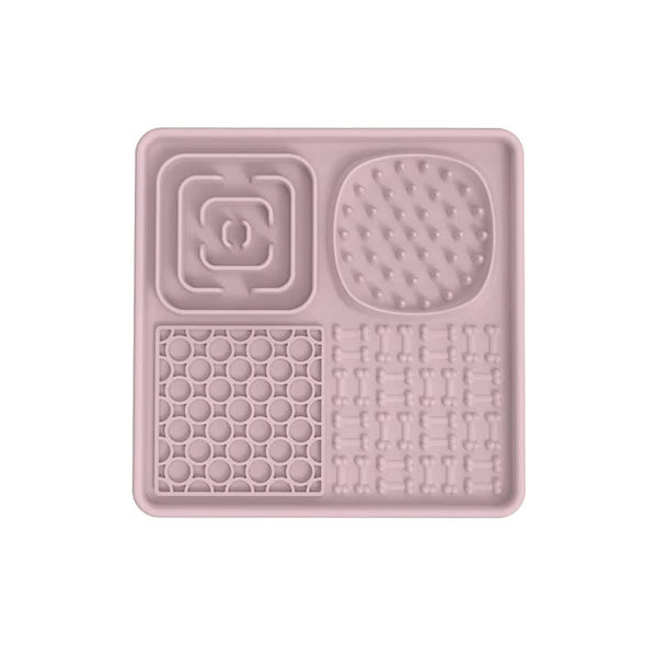 Multi Functional Slow Feeder Mat For Dogsanti Slip Lick Pad With Multiple Textures Square 2Pcs (Blue & Black) Dog Feeding Mats