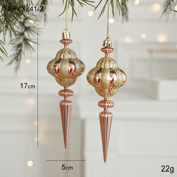 Set Of 10 Christmas Ornaments Gold & Rose Holiday Tree Decorations Seasonal Decorations