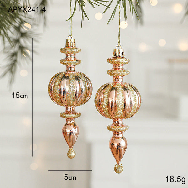 Set Of 10 Christmas Ornaments Gold & Rose Holiday Tree Decorations Seasonal Decorations