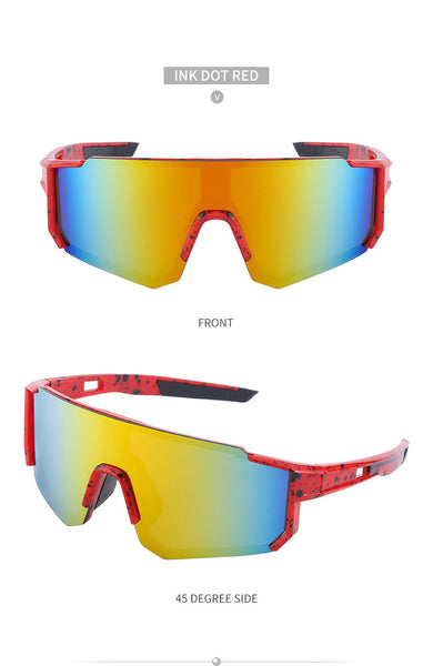 Red And Black Frame Sports With Fire Mirrored Lens | Uv400 Performance Eyewear Sunglasses