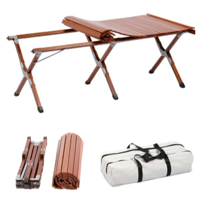 Elosung Folding Wine Red Egg Roll Table 120*60*43Cm Patio & Garden Tables