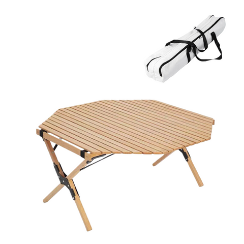 Elosung Camping Octagonal Egg Roll Table Log Color 90*90*44 Patio & Garden Tables