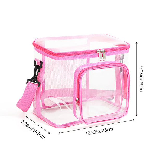 Clear Pvc Shoulder Bag Transparent Travel And Stadium Tote With Zipper(Pink) Women's Bags & Handbags