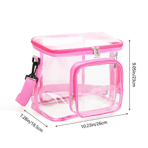 Clear Pvc Shoulder Bag Transparent Travel And Stadium Tote With Zipper(Pink) Women's Bags & Handbags