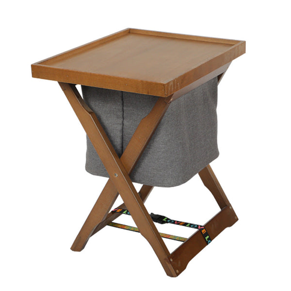 Elosung Foldable Laundry Cart With Detachable Fabric Storage Bag Walnut Color 45X37x53cm Laundry Baskets & Hampers