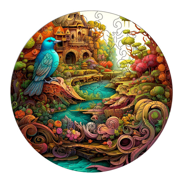 Fantasy Bird Puzzle Intricate Nature Themed Circular Puzzle(L Paper Box H187) Puzzles