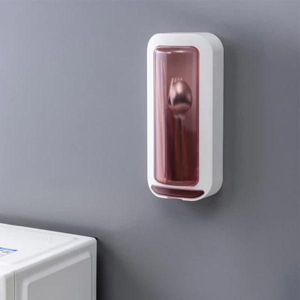 Wall Mounted Utensil Holder With Dustproof And Insect Resistant Cover 15Cm(L)*6.5Cm(D)*32Cm(H)(Pink) Other Kitchen Storage