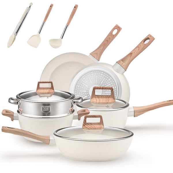 Yej 12 Piece Non Stick Complete Cookware Set | Pots Pans & Utensils (White) Other Cookware