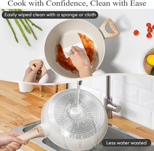 Yej 12 Piece Non Stick Complete Cookware Set | Pots Pans & Utensils (White) Other Cookware