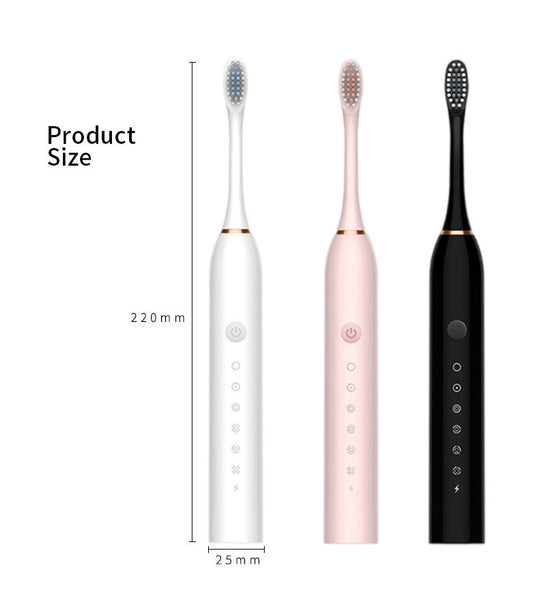 X 3 Sonic Electric Toothbrush In White, 8 Brush Heads, Travel Case, Usb Charging, And Stand Included Electric Toothbrushes