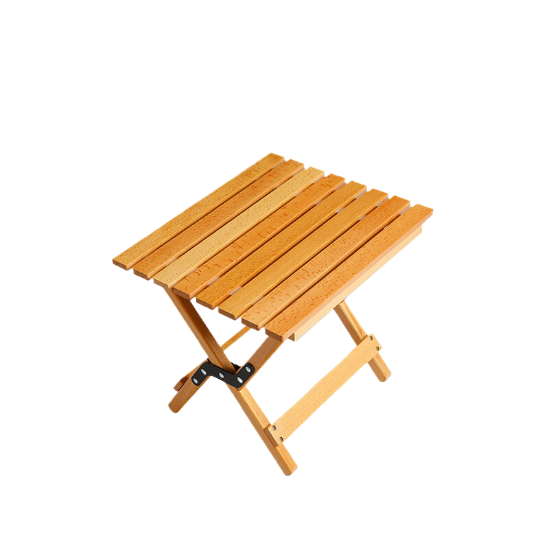 Elosung Dual Purpose Folding Stool Natural Finish 150Kg Load Capacity Log Color 40*34*36Cm Benches Bar Stools