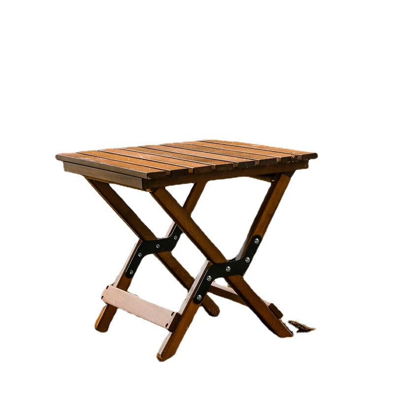 Elosung Dual Purpose Folding Stool Walnut Finish 150Kg Weight Capacity 40X33.5X35.5Cm Benches Bar Stools
