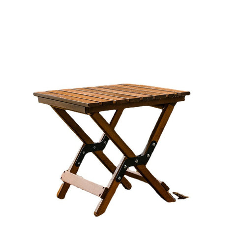 Elosung Dual Purpose Folding Stool Walnut Finish 150Kg Weight Capacity 40X33.5X35.5Cm Benches Bar Stools