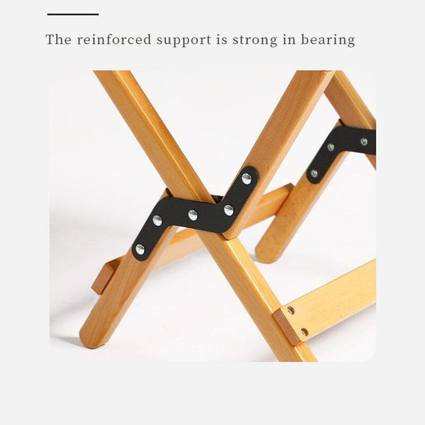 Elosung Dual Purpose Folding Stool Walnut Finish 150Kg Weight Capacity 40X33.5X35.5Cm Benches Bar Stools