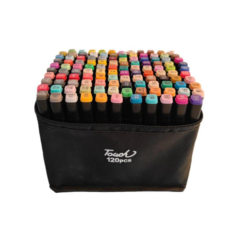 Elosung Professional Dual Tip Marker Set 120 Colors With Coded Caps For Easy Identification Art Pens & Markers