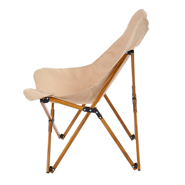 Elosung Outdoor Folding Chair Portable Camping Leisure Table And Chairs Aluminum Alloy Balcony Lounge (Color : Khaki) Patio Chairs
