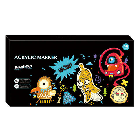 Elosung Dual Tip Acrylic Marker Set 48 Vibrant Colors For Art Craft Projects Art Pens & Markers