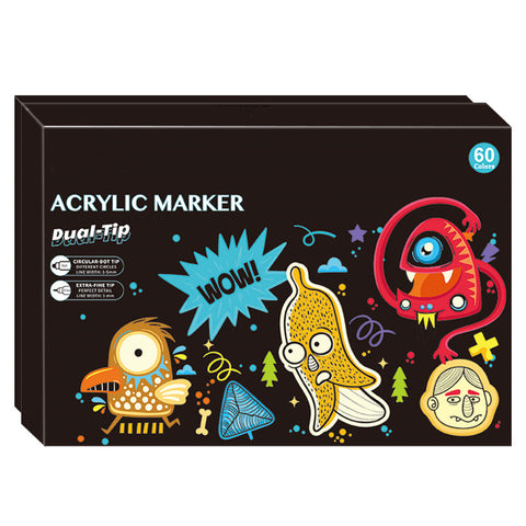 Elosung Dual Tip Acrylic Marker Set 60 Vibrant Colors For Art Craft Projects Art Pens & Markers