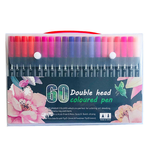 Elosung 60 Color Dual Head Brush Fine Tip Marker Set Vibrant Colors For Art Craft Projects Art Pens & Markers