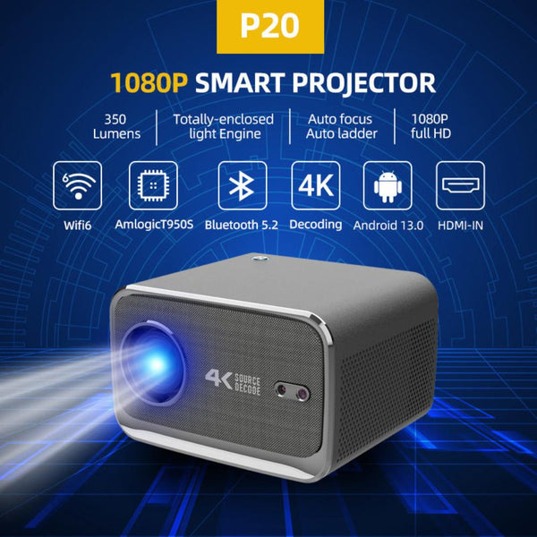 Elosung P20 1080P Smart Projector With 4K Decoding Fi 6 Bluetooth 5.2 Android 13.0(211.2*184.72*136.5Mm) Projectors