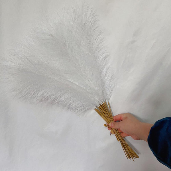 Elosung 20 Sticks Natural White Pampas Grass Bouquet 21.65'' Fluffy Dried For Decor Events Floral Décor