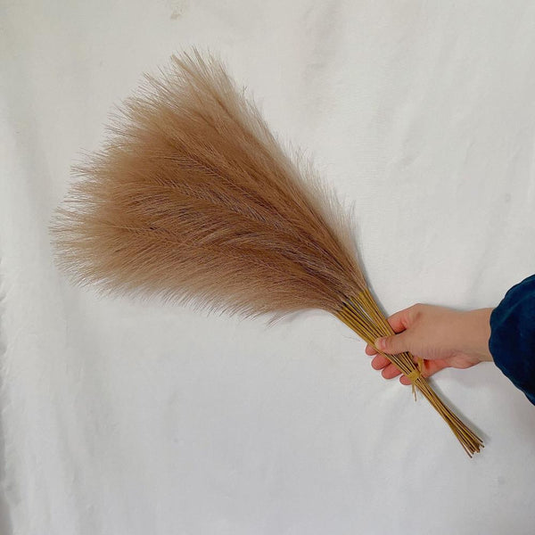 Elosung 20 Sticks Natural Brown Pampas Grass Bouquet 21.65" Fluffy Dried For Decor Events Floral Décor