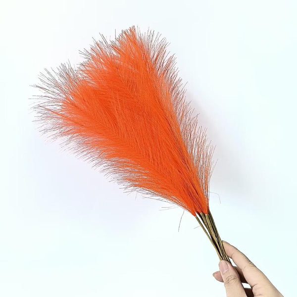 Elosung 20 Sticks Natural Orange Pampas Grass Bouquet 21.65" Fluffy Dried For Decor Events Floral Décor