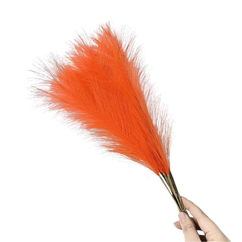Elosung 20 Sticks Natural Orange Pampas Grass Bouquet 21.65" Fluffy Dried For Decor Events Floral Décor