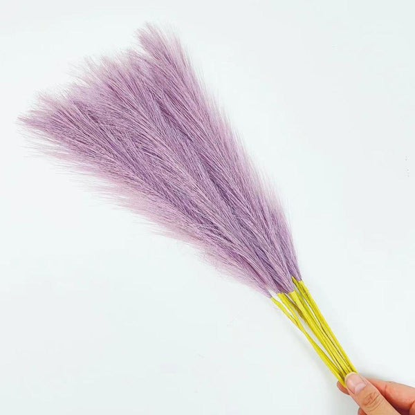 Elosung 20 Sticks Natural Lilac Pampas Grass Bouquet 21.65" Fluffy Dried For Decor Events Floral Décor