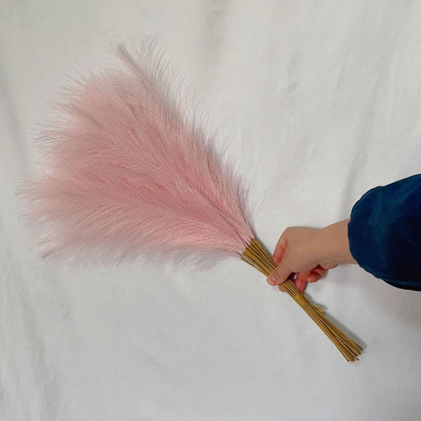 Elosung 20 Sticks Natural Pink Pampas Grass Bouquet 21.65" Fluffy Dried For Decor Events Floral Décor