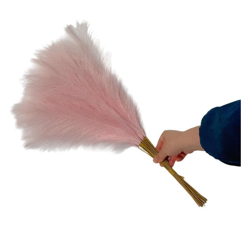 Elosung 20 Sticks Natural Pink Pampas Grass Bouquet 21.65" Fluffy Dried For Decor Events Floral Décor