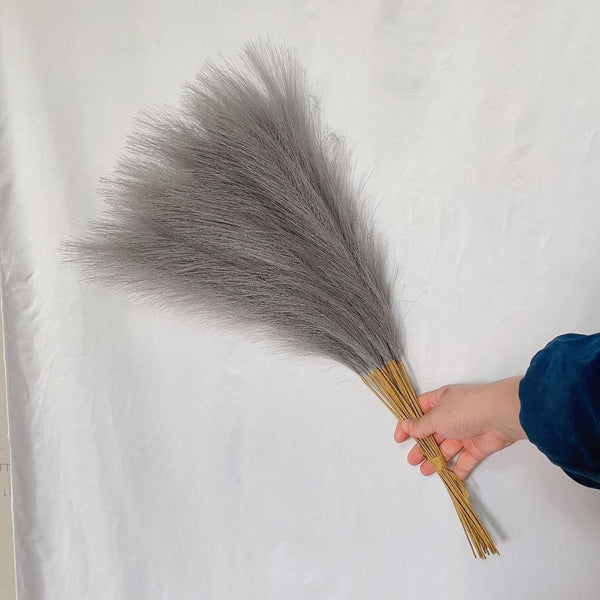 Elosung 20 Sticks Natural Dark Gray Pampas Grass Bouquet 21.65" Fluffy Dried For Decor Events Floral Décor
