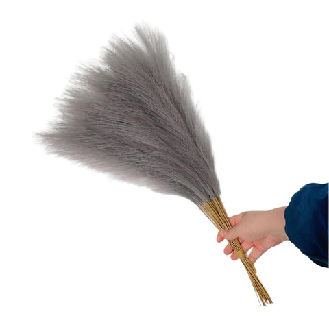 Elosung 20 Sticks Natural Dark Gray Pampas Grass Bouquet 21.65" Fluffy Dried For Decor Events Floral Décor