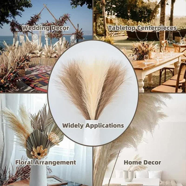Elosung 20 Sticks Natural Dark Gray Pampas Grass Bouquet 21.65" Fluffy Dried For Decor Events Floral Décor
