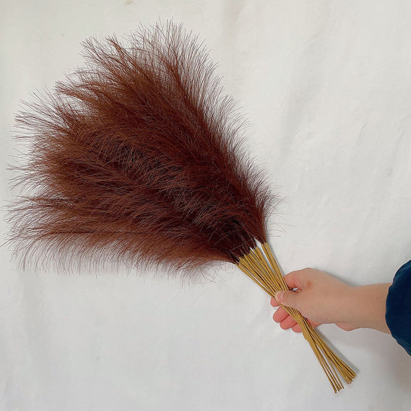 Elosung 20 Sticks Coffee Pampas Grass Bouquet 21.65" Fluffy Dried For Decor Events Floral Décor