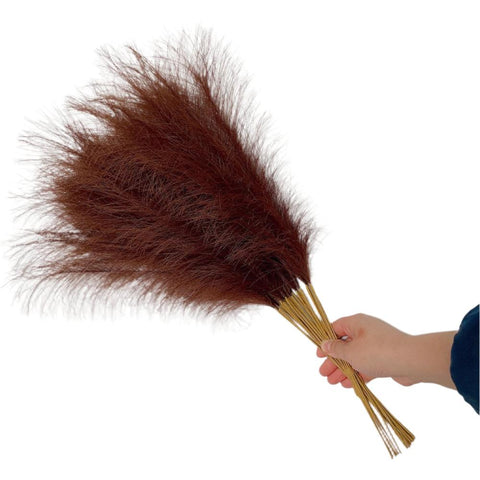 Elosung 20 Sticks Coffee Pampas Grass Bouquet 21.65" Fluffy Dried For Decor Events Floral Décor